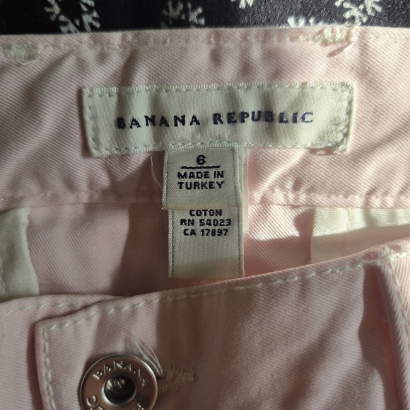 Banana Republic Pale Pink 100% Cotton Wide Leg Cropped Pants Size 6 - Picture 3 of 4